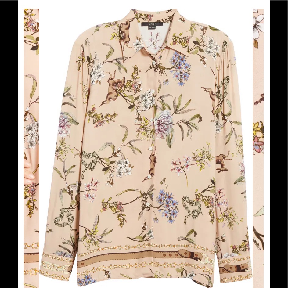 Seventy Floral Button Down Shirt - Cream And Multicolor